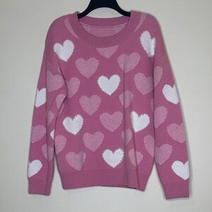 Versona Pink and White Heart Sweater